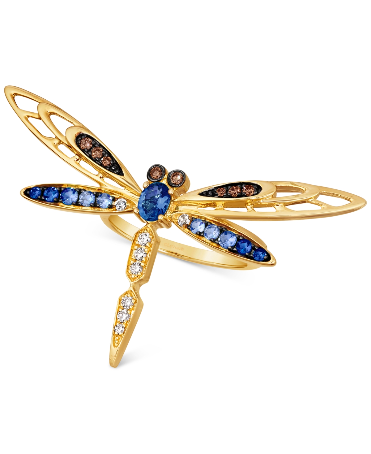 Le Vian Ombre Multi-gemstone (7/8 Ct. T.w.) & Diamond (1/6 Ct. T.w.) Dragonfly Ring In 14k Gold In K Honey Gold Ring