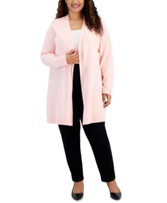 Karen Scott - Plus Size Textured Open-Front Cardigan