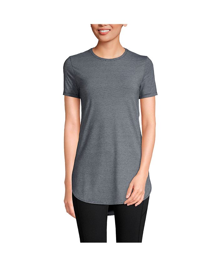 Lands' End Women's Moisture Wicking UPF Sun Short Sleeve Curved Hem