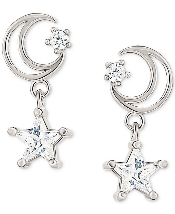Star Hoop Earrings For Girls - Sterling Silver Star Earrings For Women Hypoallergenic Cubic Zirconia Star Shaped Huggie Hoop Earrings For Teenagers Delicate Earrings Gifts For Christmas, Sterling