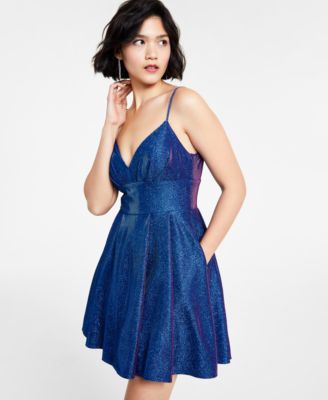 Juniors' Glitter-Knit Skater Party Dress
