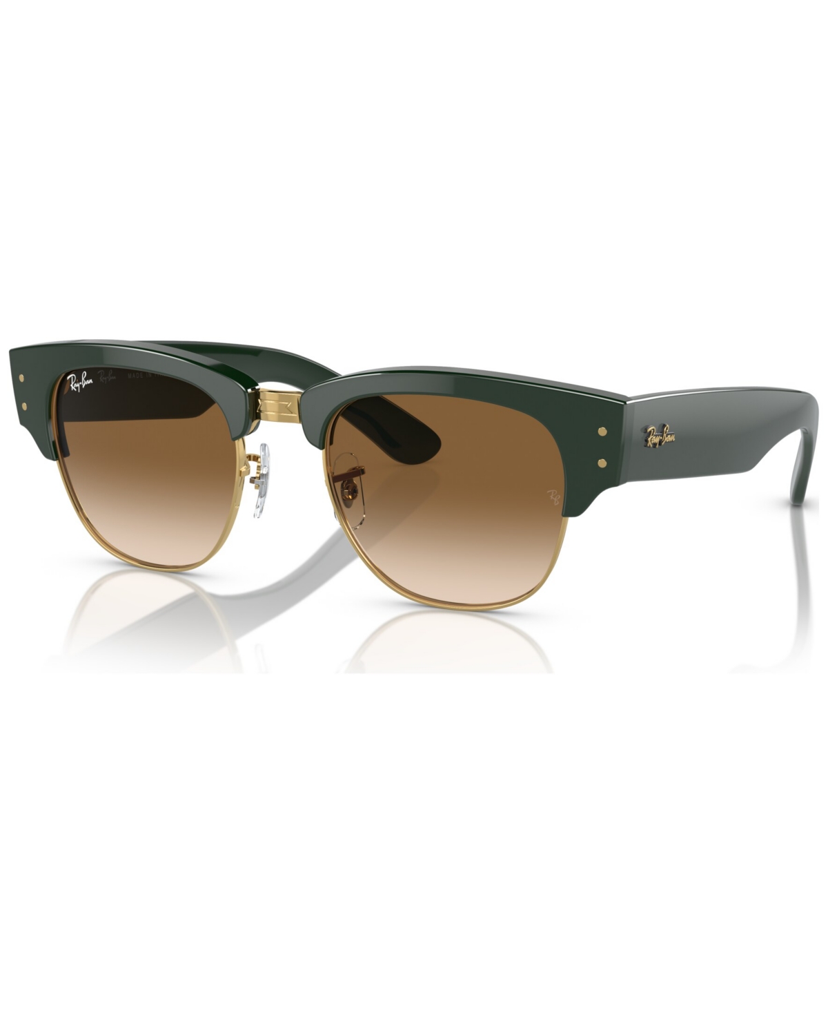 Unisex Sunglasses, Mega Clubmaster - Green on Gold-Tone