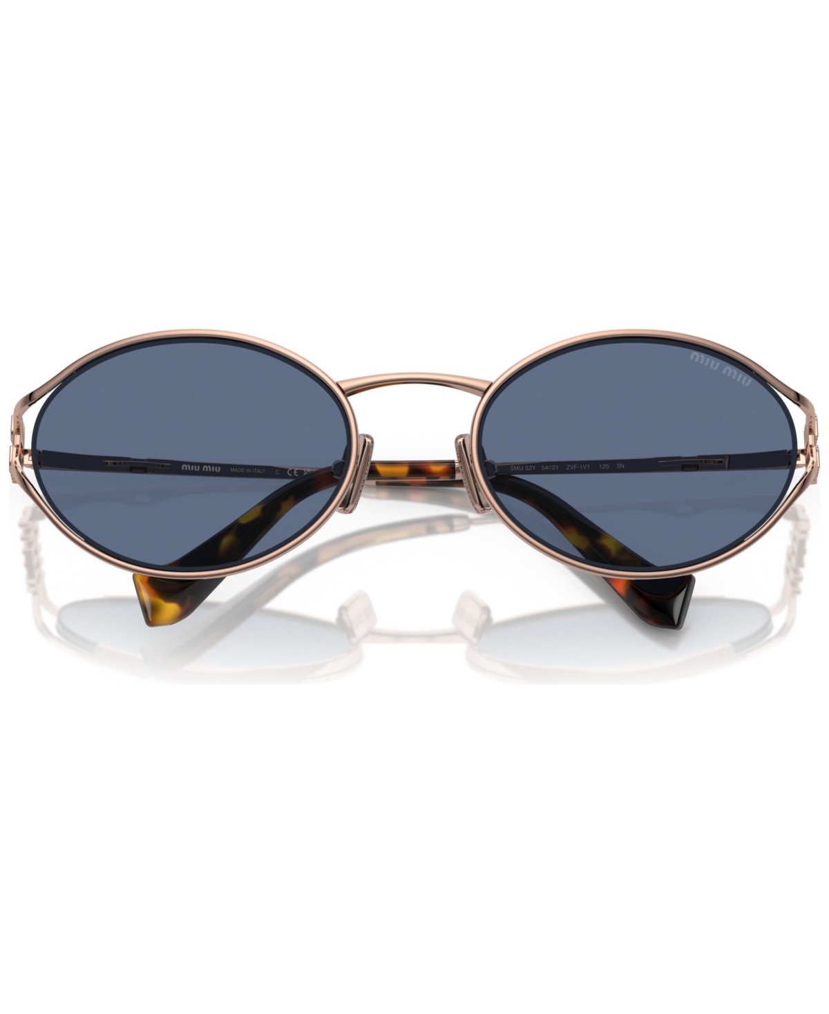 Miu Miu Womens Pink Mu 52ys Round-frame Branded-arm Metal Sunglasses In Pink Gold-tone