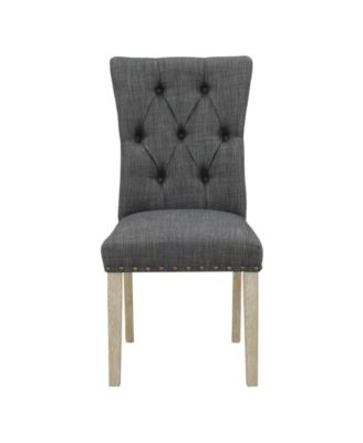 Preston Dining Chair 2-Pack with Antique-like Bronze Nailheads and Brushed Legs in Fabric