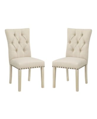 Preston Dining Chair 2-Pack with Antique-like Bronze Nailheads and Brushed Legs in Fabric