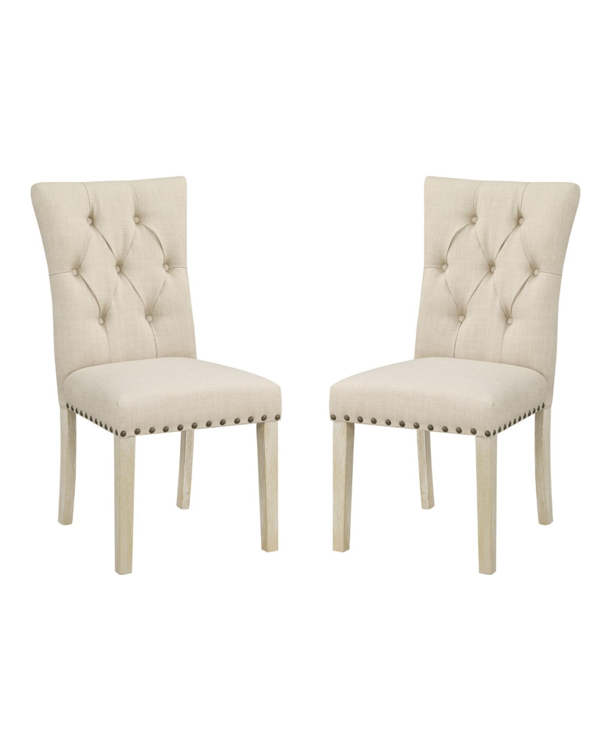Preston Dining Chair 2-Pack with Antique-like Bronze Nailheads and Brushed Legs in Fabric