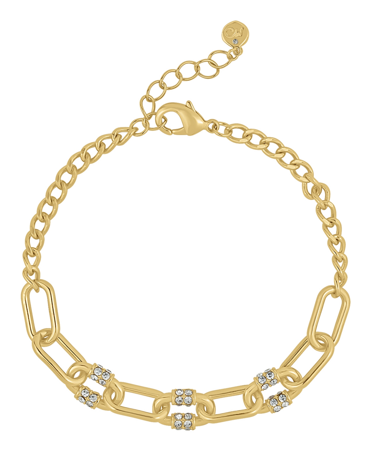 Crystal 18K Gold Plated Link Bracelet - K Gold Plated Over Brass
