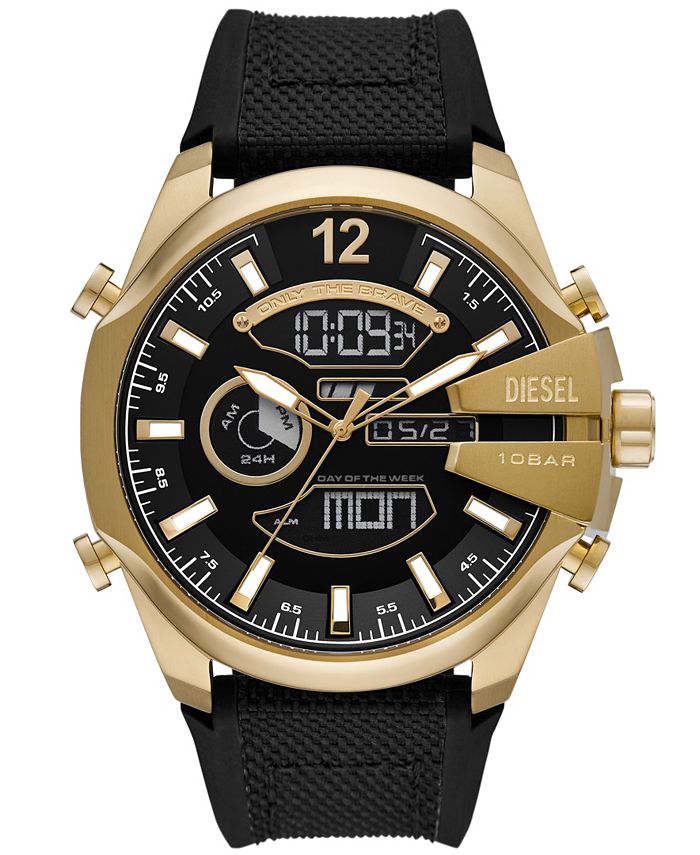 Diesel Men\'s Mega Chief Analog-Digital Gold-Tone Stainless Steel Watch 51mm  - Macy\'s