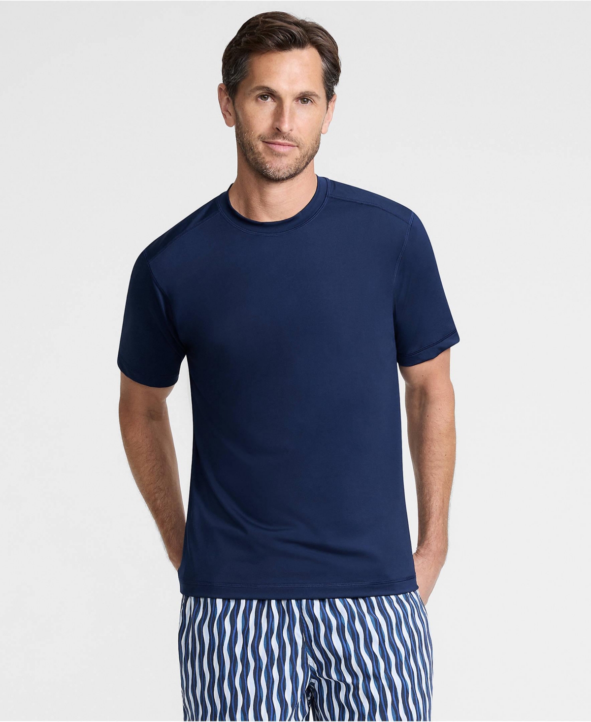 Lands' End Men's SunShade Upf 50 Short Sleeve Swim Tee Cooling Rash Guard