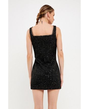 Women's Chain-Trimmed Square Neckline Mini Dress