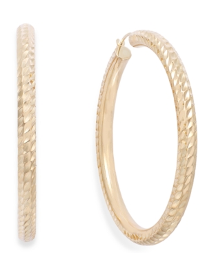 image of Signature Gold Diamond-Cut Hoop Earrings in 14k Gold over Resin