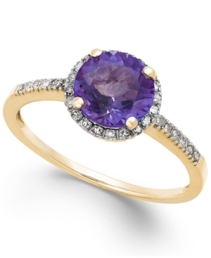 image of Amethyst (1-1/6 ct. t.w.) and Diamond (1/8 ct. t.w.) Ring in 14k Gold