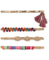 lonna & lilly 4-Pc. Gold-Tone Pave Evil Eye & Multicolor Beaded Bobby Pin Set - Multi