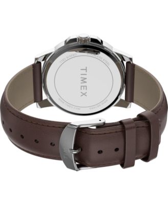 Men's Quartz Analog Premium Dress Leather Brown Watch 45mm