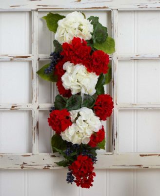 26" Geranium & Blue Berry Artificial Teardrop