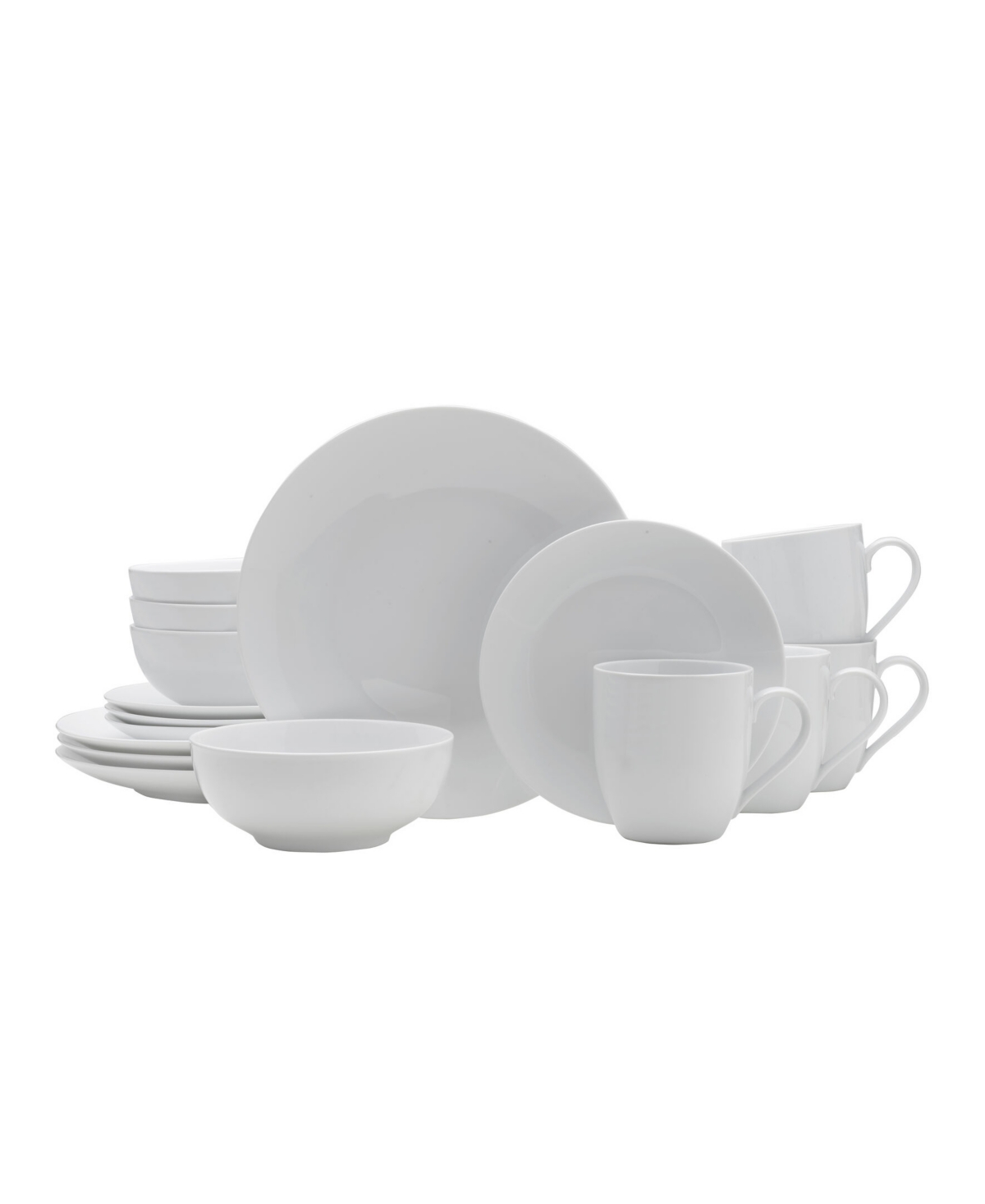 Everyday Whiteware Coupe 16 Piece Dinnerware Set, Service for 4 - White