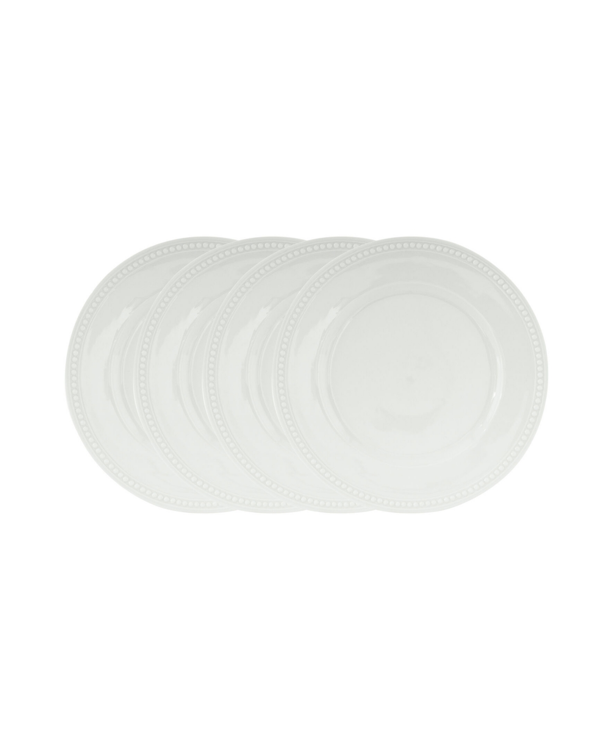 Everyday Whiteware Beaded Dinner Plate 4 Piece Set - White
