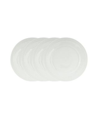 Fitz and Floyd Everyday Whiteware Beaded Dinner Plates - 4 Piece Set