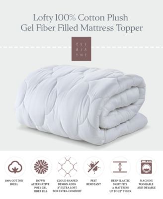 Lofty 100% Cotton Plush Gel Fiber Filled Mattress Topper, Queen