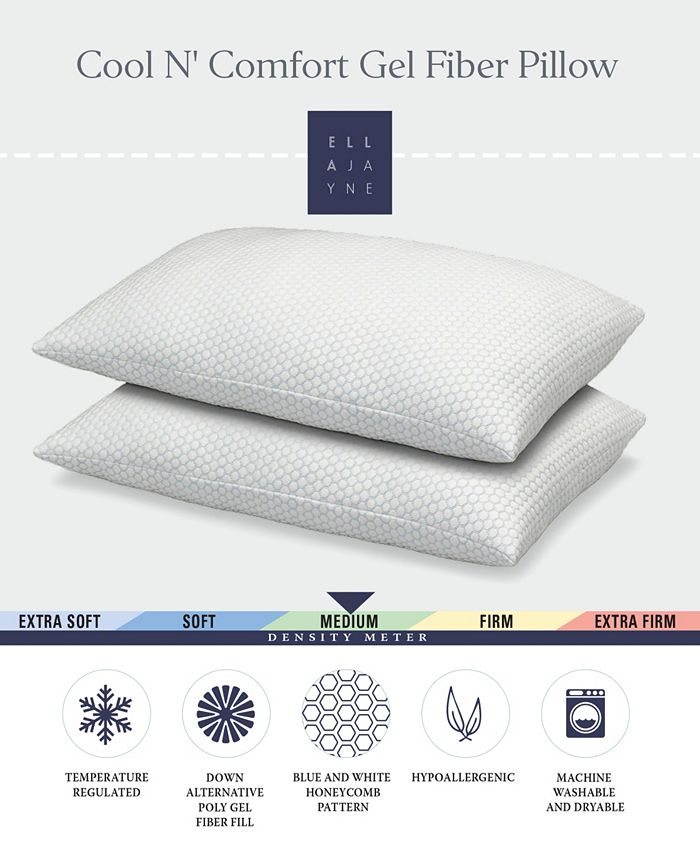 Ella Jayne Cool N' Comfort Medium Density Gel Fiber Pillow with CoolMax ...