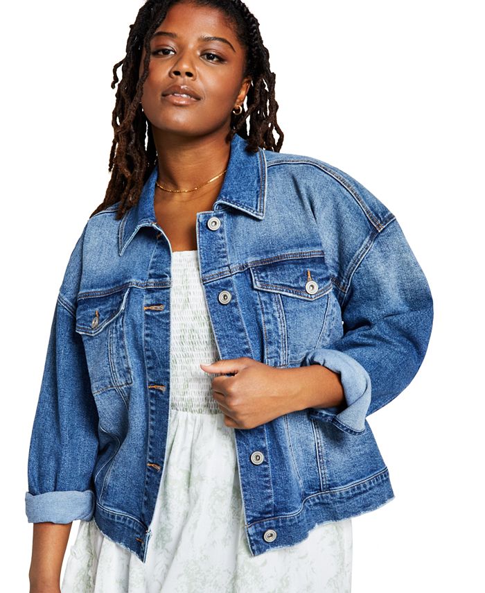 And Now This Trendy Plus Size Denim Long-Sleeve Jacket - Macy's