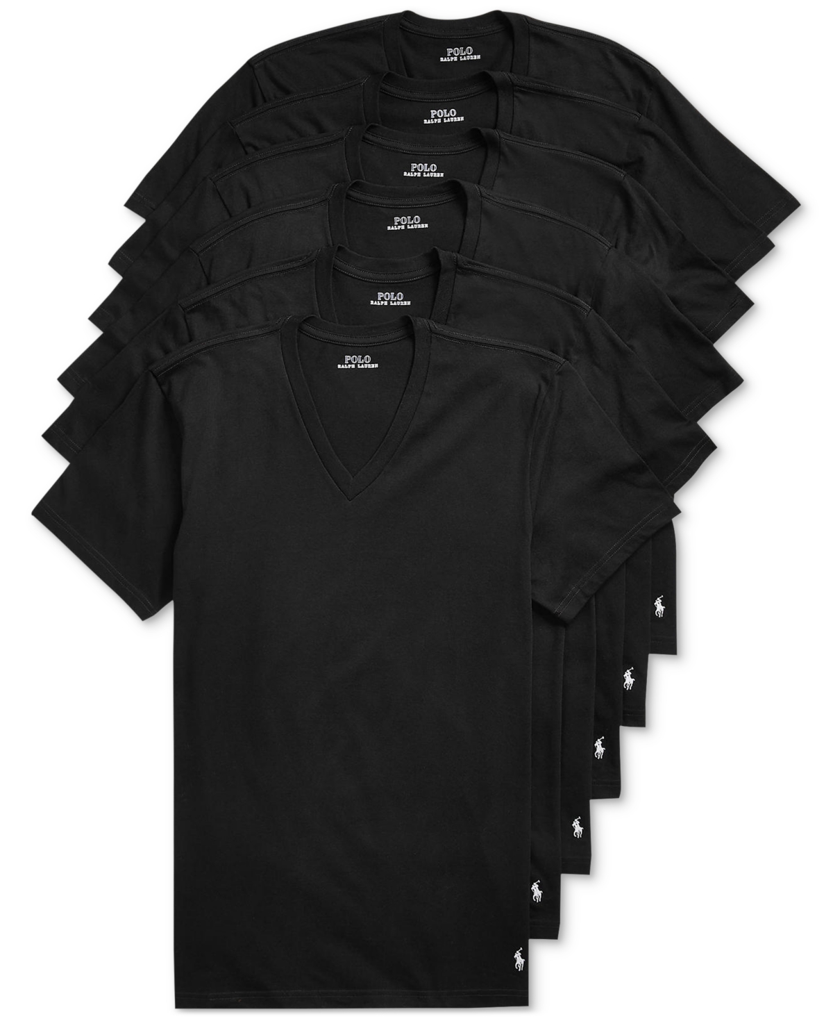 Polo Ralph Lauren Men's Classic-fit V-neck Undershirts, 5+ 1 Free Bonus Pack In Polo Black