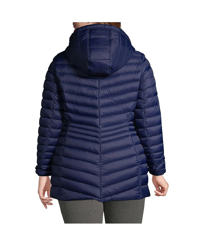 Lands' End Plus Size Ultralight Packable Long Down Jacket Macy's