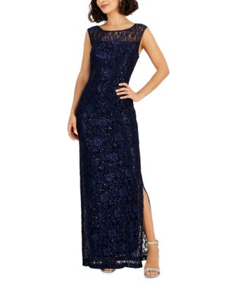 Connected Women s Sequined Lace Boat Neck Maxi Dress Macy s