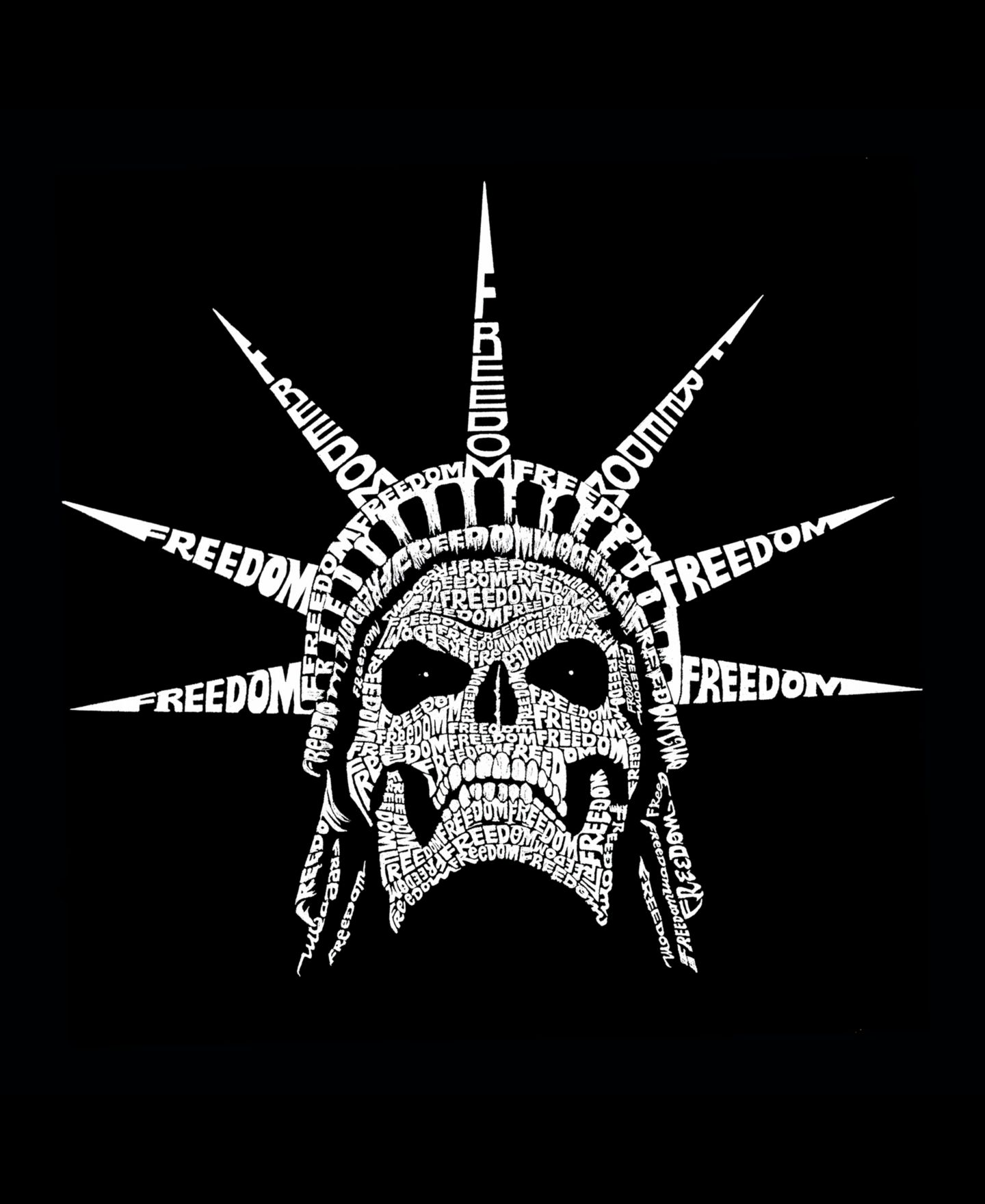 Мужская футболка LA Pop Art Cotton/Poly Blend Word Art - Freedom Skull, цвет: Чёрный — фото 3