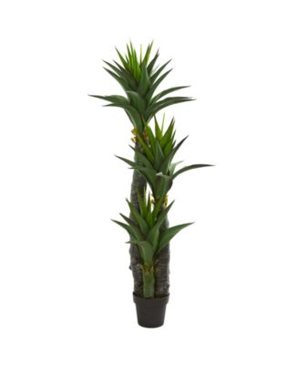 Nearly Natural - 5' Decorative Yucca Artificial Tree in Black Planter