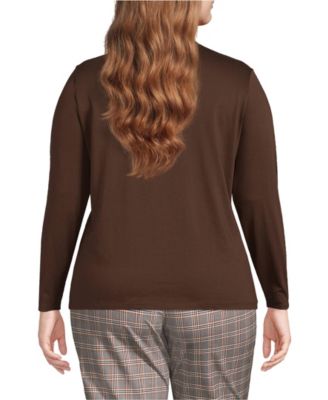 Plus Size Supima Cotton Long Sleeve V-Neck T-Shirt