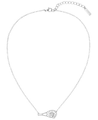 Lacoste Stainless Steel Tennis Racket Necklace - Macy's