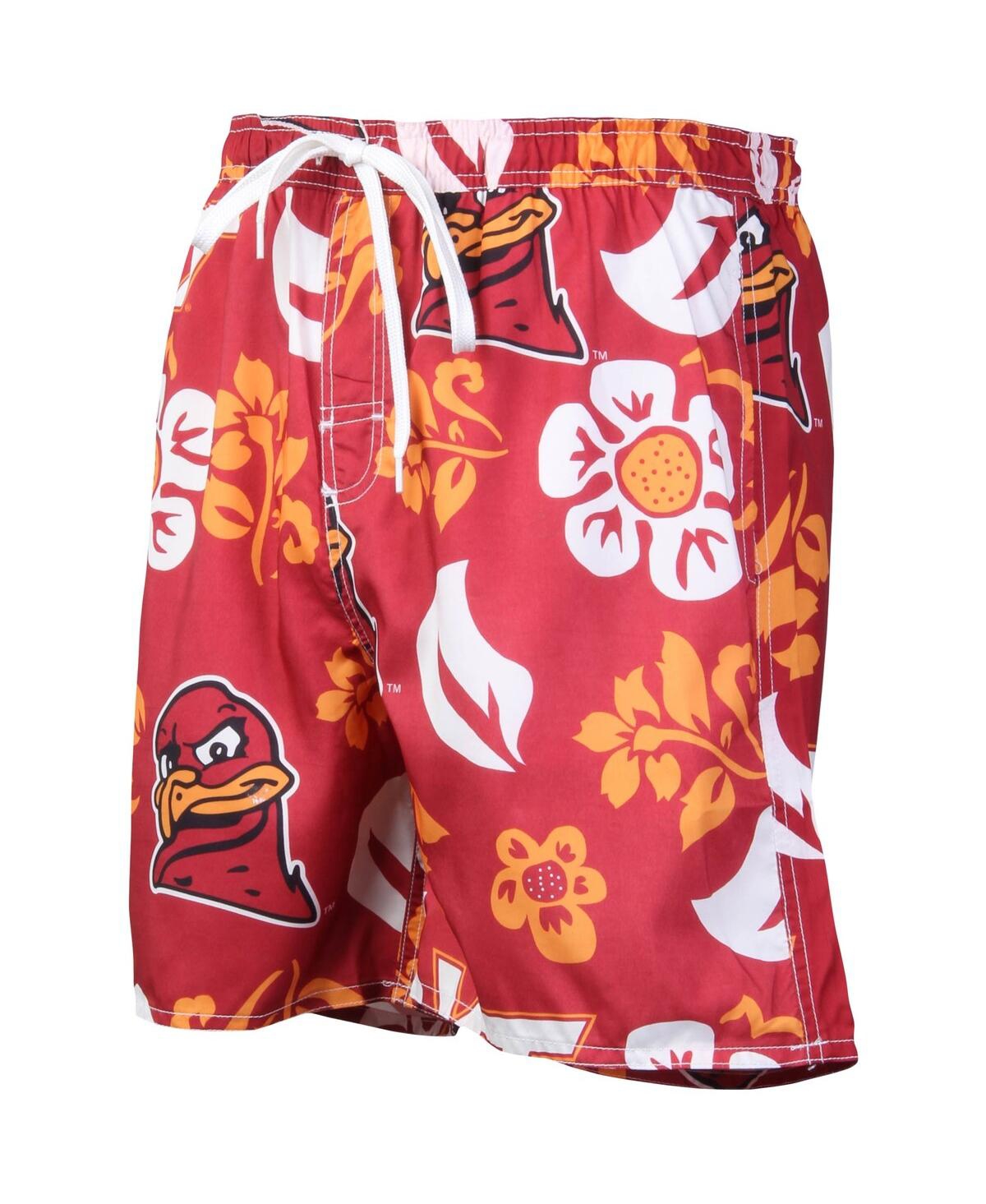 Men's Wes & WillyVirginia Tech Hokies Floral Volley Logo Swim Trunks - Maroon