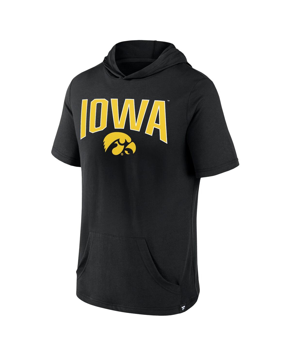 FANATICS MEN'S FANATICS BLACK IOWA HAWKEYES OUTLINE LOWER ARCH HOODIE T-SHIRT 