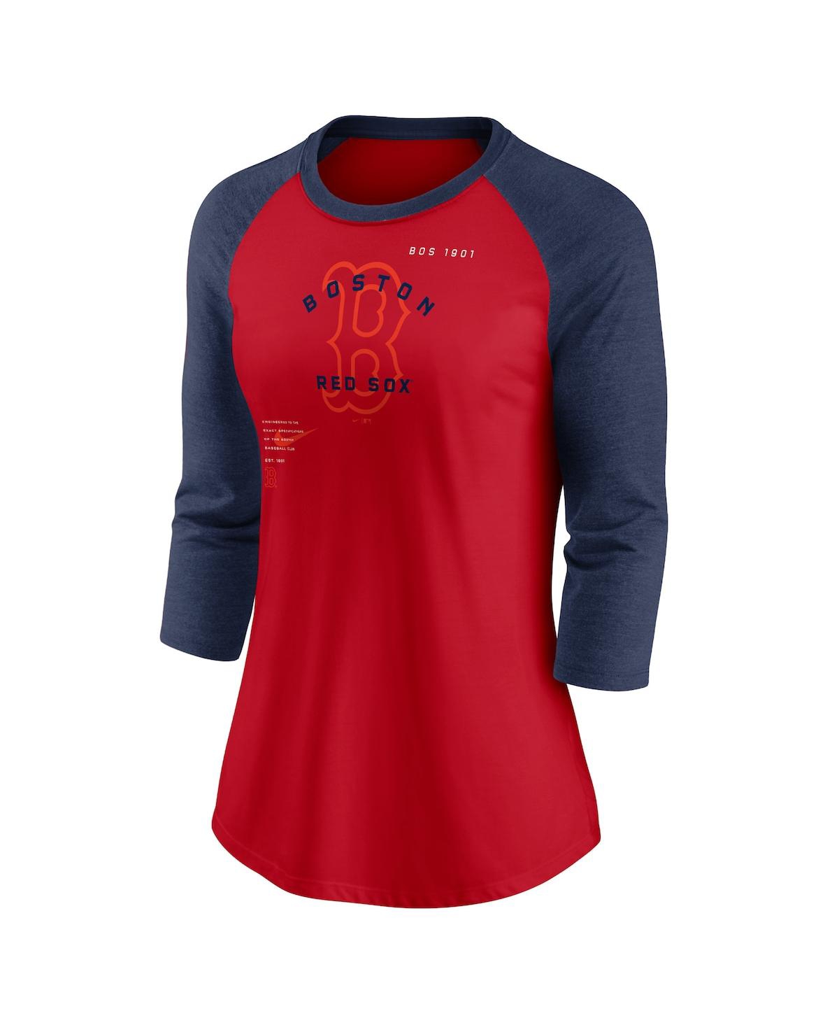 Nike Women's  Red, Navy Boston Red Sox Next Up Tri-blend Raglan 3/4-sleeve T-shirt In Red,navy