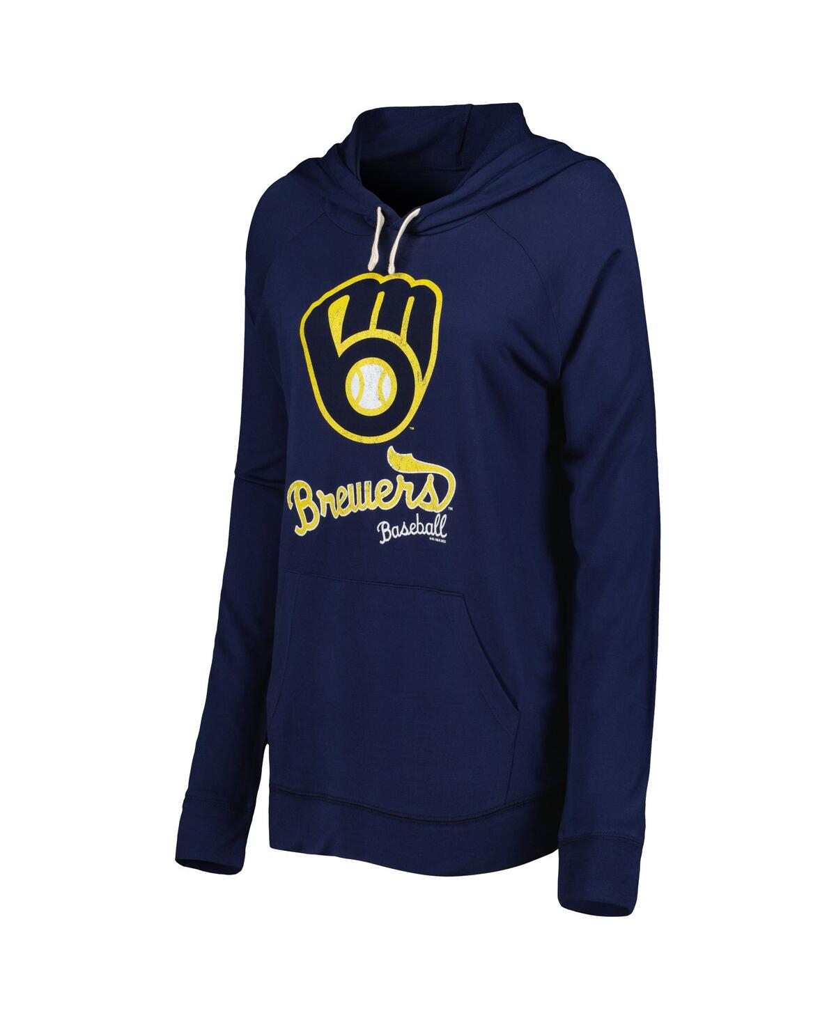 Shop Touché Women's Touch Navy Milwaukee Brewers Pre-game Raglan Pullover Hoodie