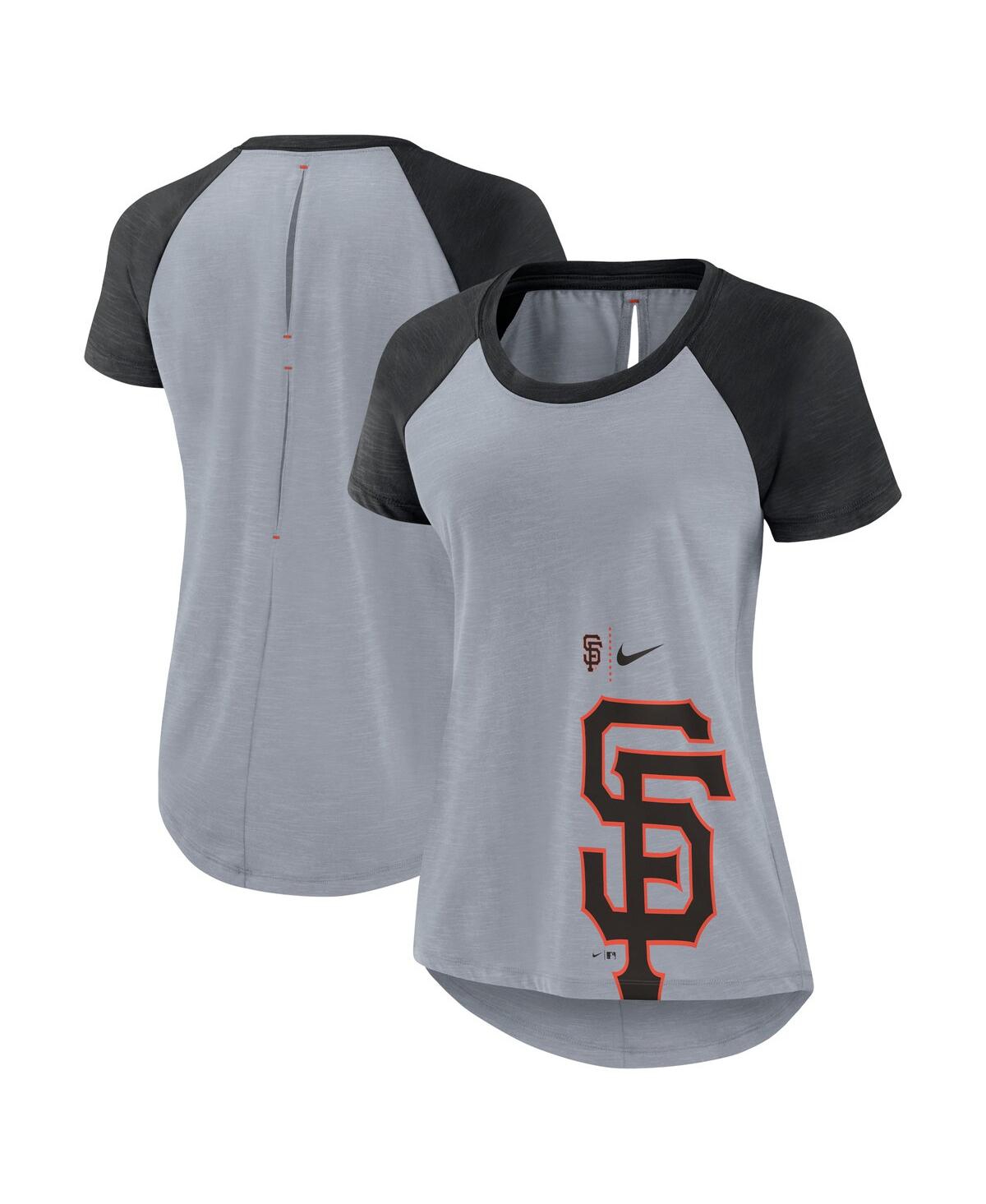 Nike Heather Gray San Francisco Giants Summer Breeze Raglan Fashion T-shirt In Heather Gray
