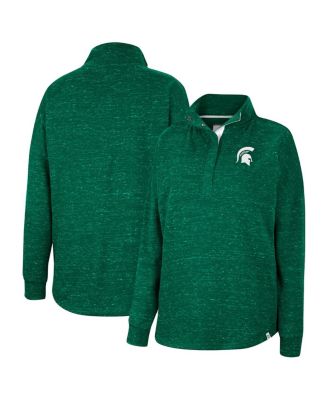 Women's Green Michigan State Spartans Natalie Speckled Quarter-Snap Top