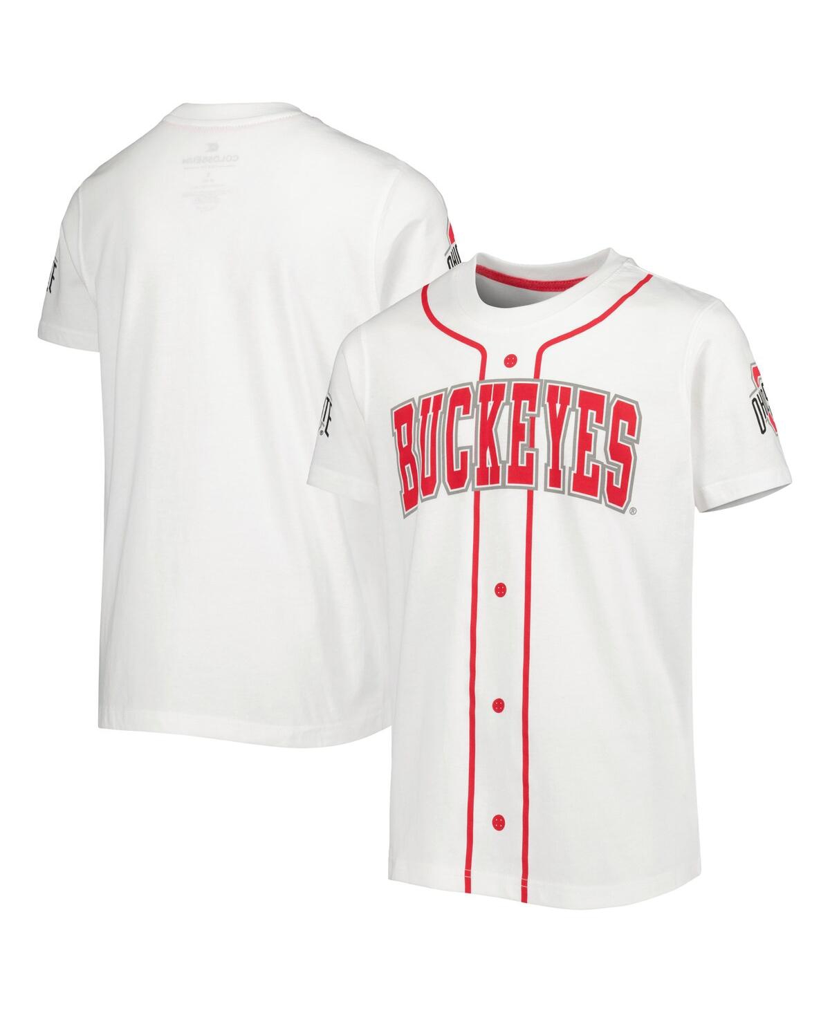 Colosseum Kids' Big Boys And Girls  White Ohio State Buckeyes Buddy Baseball T-shirt
