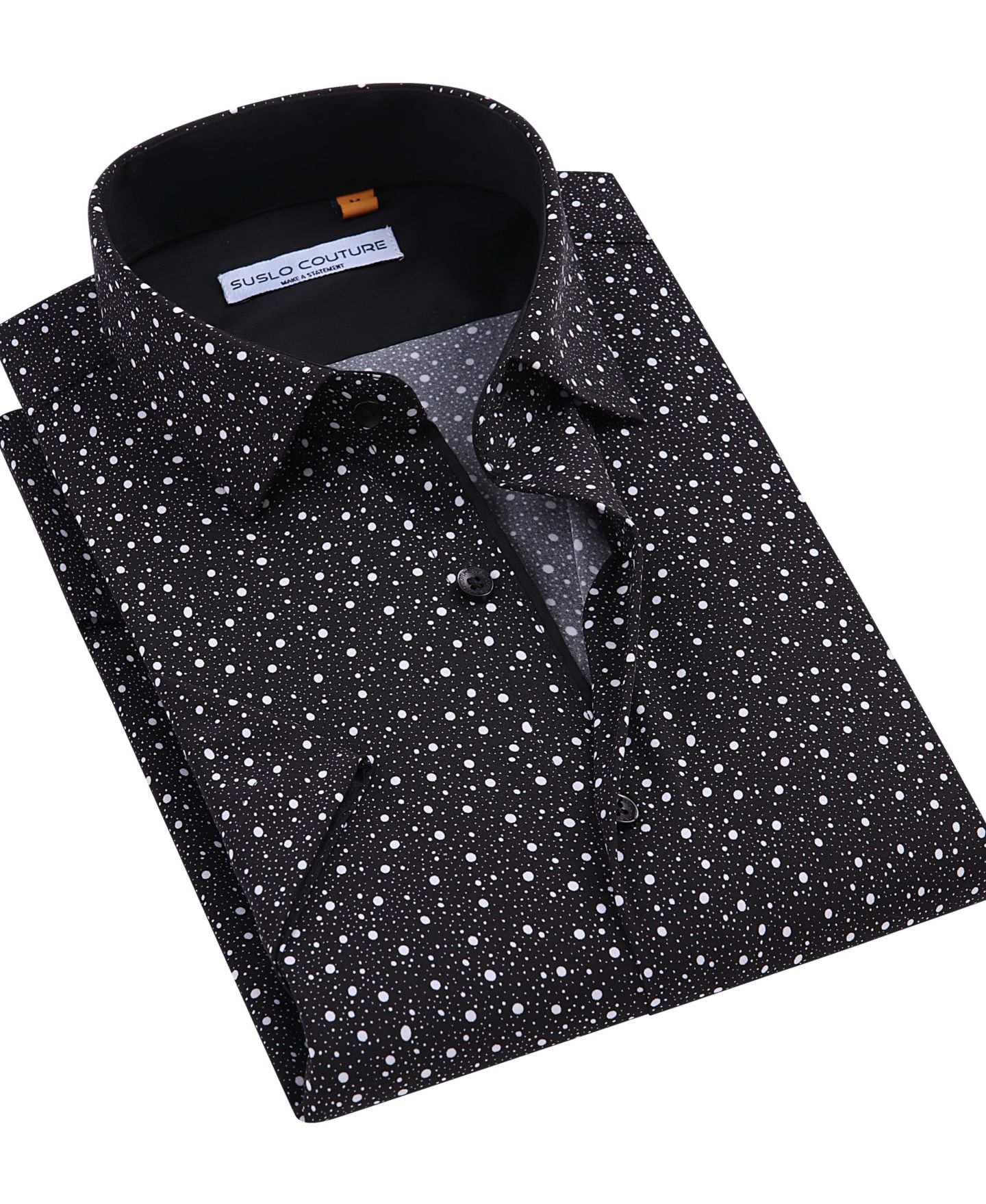 Мужская рубашка Suslo Couture Slim-Fit Geo-Print Performance, цвет: Чёрный, вариант 1 — фото 3