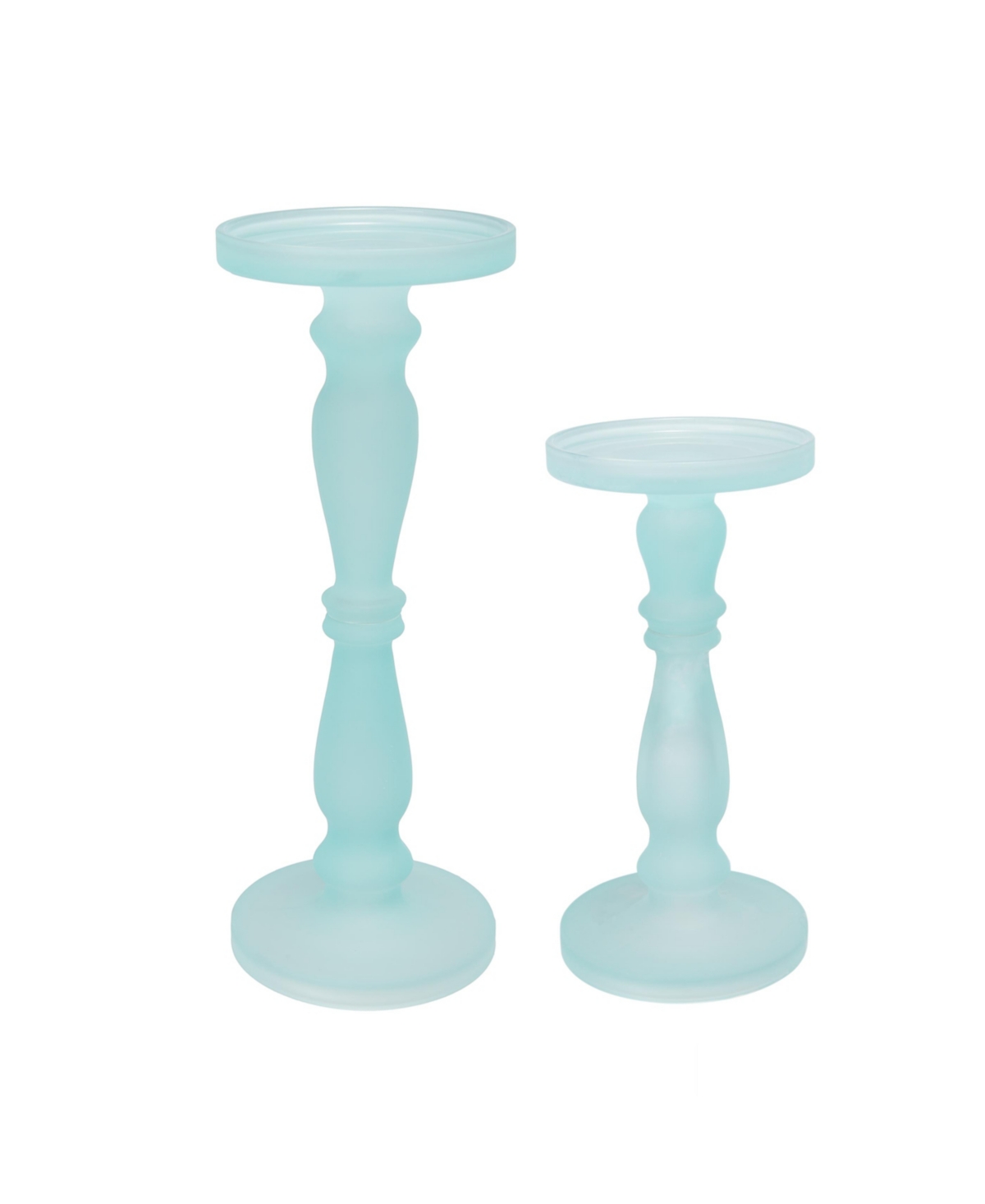 Ab Home Glass Pedestals, Set Of 2 In Frost Aqua