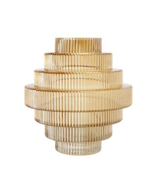 Ribbed Geometric Glass Vase, 9.1" L x 9.1" W x 9.8" H