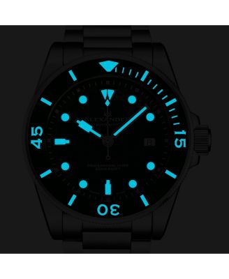 Vathos 3 Men s Swiss Made Watch Green Dial Green Bezel Luminous Hands and Markers Stainless Steel Case and Bracelet 42mm Case Date Window