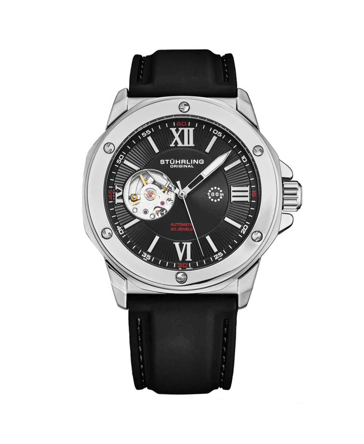 Edwardian 4018 Мужские автоматические часы-скелетон – Корпус из нержавеющей стали диаметром 44 мм, циферблат-скелетон, силиконовый ремешок