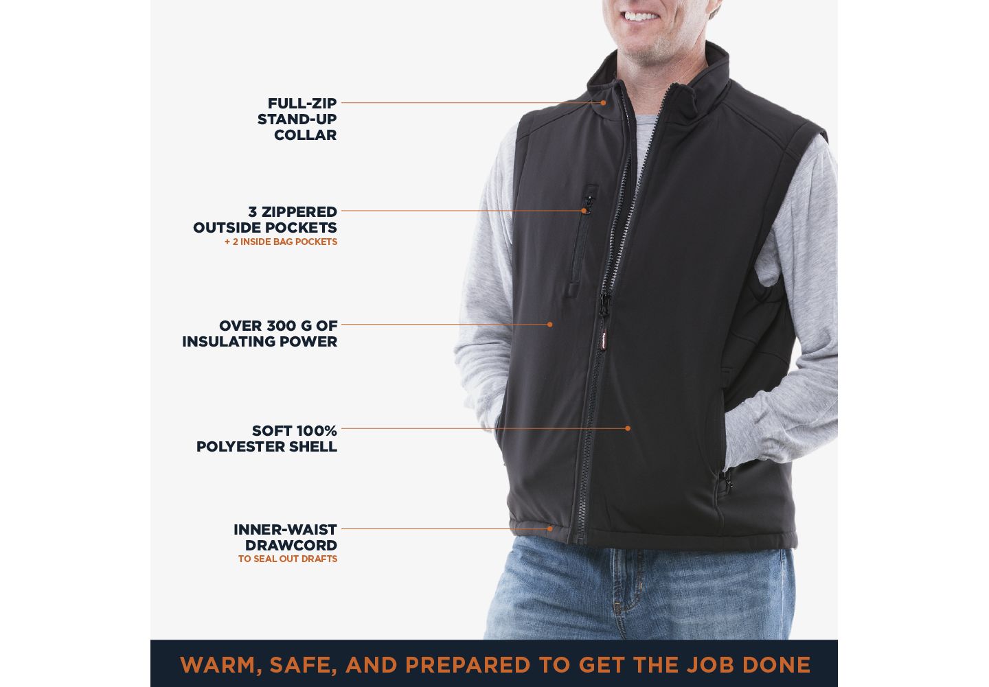 Мужской жилет RefrigiWear Softshell Vest, цвет: Чёрный — фото 45