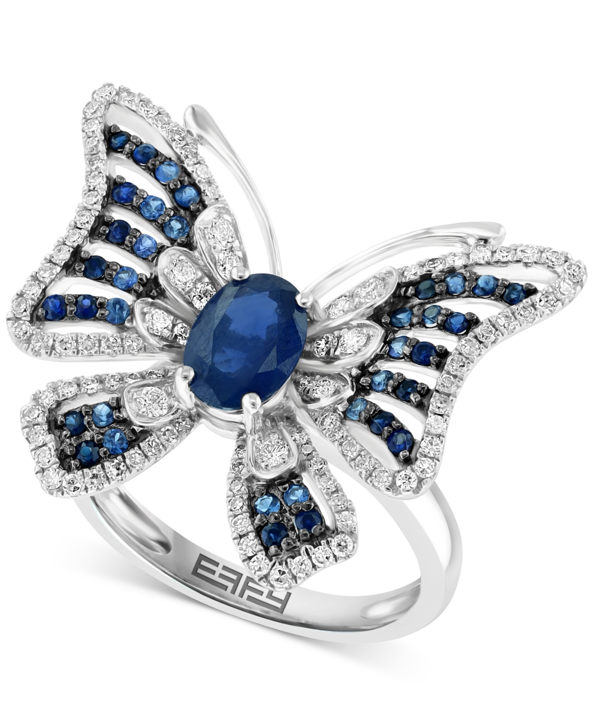 Effy Collection Effy Sapphire (1-5/8 Ct. T.w.) & Diamond (1/2 Ct. T.w.) Butterfly Ring In 14k White Gold