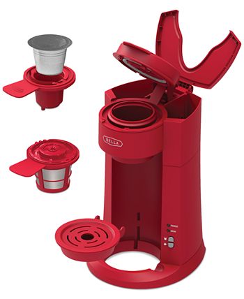 Bella 15 oz. Dual Brew Single Serve Coffee Maker with Auto Shutoff - Matte Red