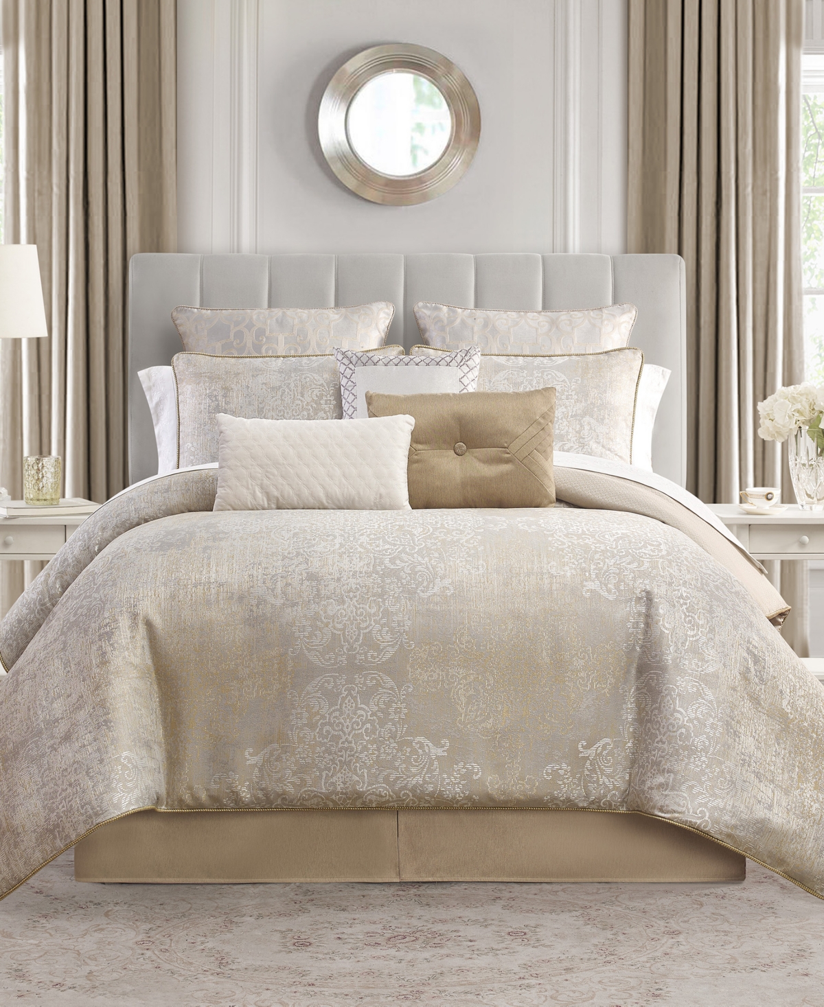 Waterford Mariana 6 Piece Comforter Set, California King - Neutral