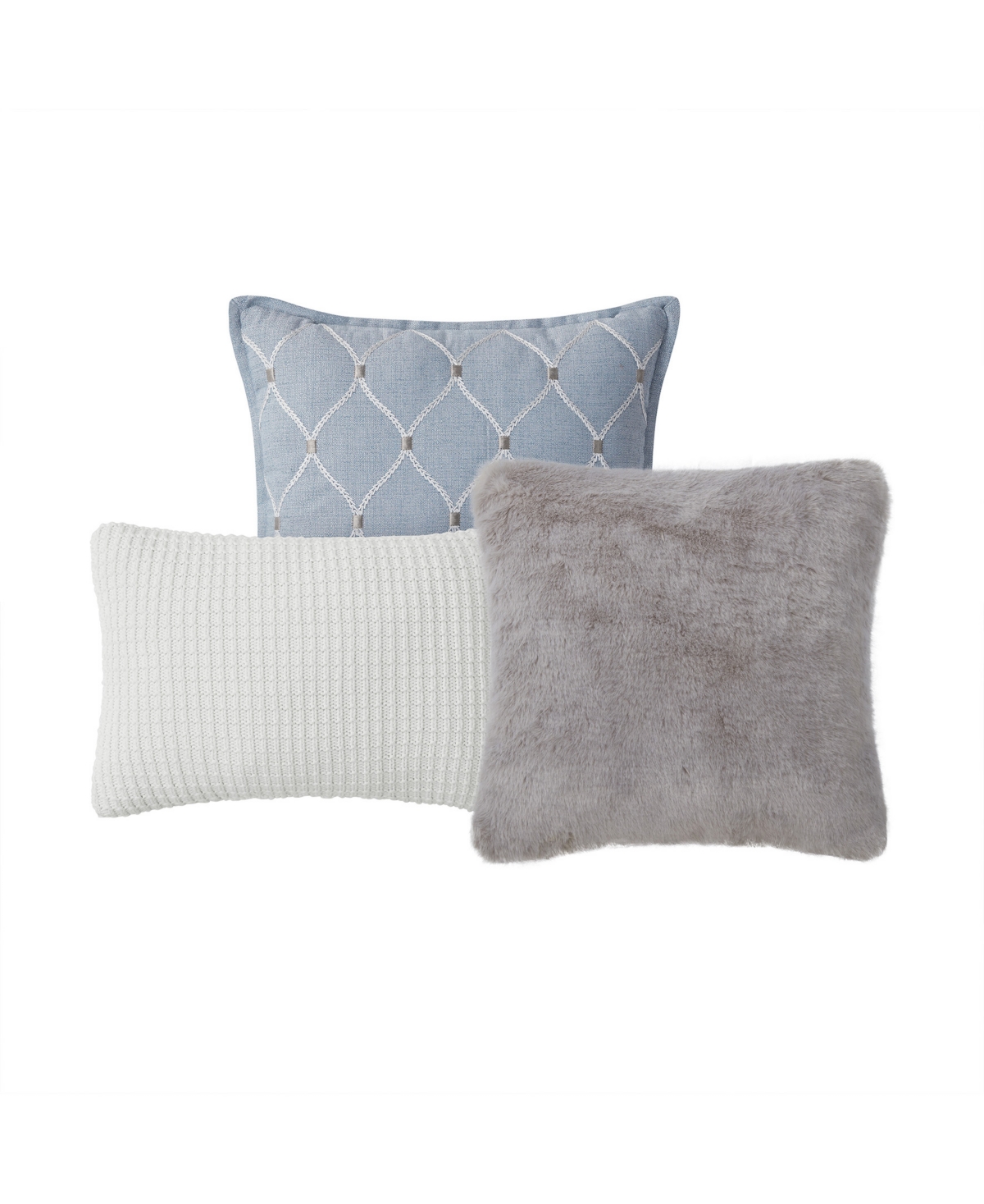 Shop Waterford Florence Decorative Pillows Set Of 3 In Chambray Blue