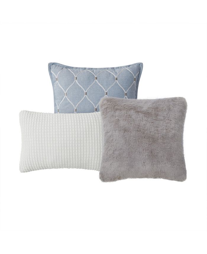 Waterford Florence Decorative Pillows, Set of 3 - Chambray